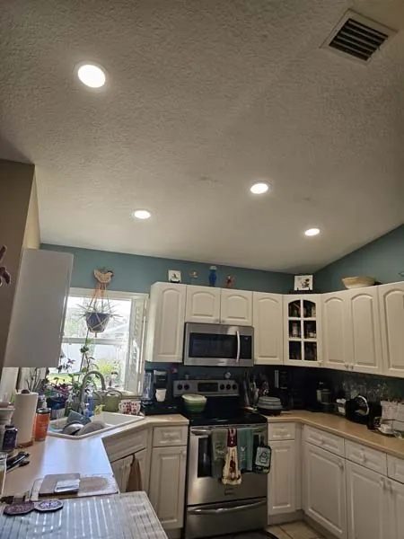 Kitchen with new recessed lighting